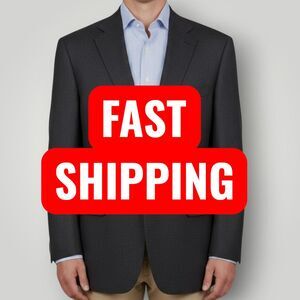 OAK HILL Men's Blazer 2XLT 50/52T Sport Coat Two Button Suit Jacket Gray Wool
